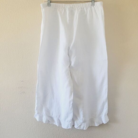 Bryn Walker 100% Linen Pull On Crop Wide Leg Pant Size Medium Beach Lightweight - Picture 9 of 9